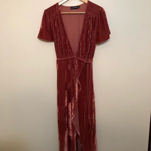 Never worn pink velvet wrap dress